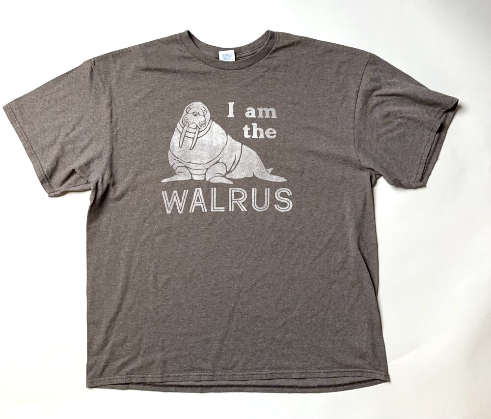 I Am The Walrus Shirt Mens XL Gray Delta Graphic Tee Funny Animal Slogan Vintage